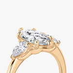 Load image into Gallery viewer, Marquise Cut - Plain Band - Three Stone Ring - 0.25 Ct Side Stone each - 18 K Gold