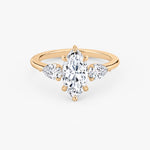 Load image into Gallery viewer, Marquise Cut - Plain Band - Three Stone Ring - 0.25 Ct Side Stone each - 18 K Gold