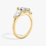 Load image into Gallery viewer, Marquise Cut - Plain Band - Three Stone Ring- 0.5 Ct Side Stone each - 14 K Gold