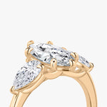 Load image into Gallery viewer, Marquise Cut - Plain Band - Three Stone Ring- 0.5 Ct Side Stone each - 14 K Gold