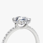 Load image into Gallery viewer, Oval Cut - Pave Band Hidden Halo - Classic Engagement Ring- 18 K Gold