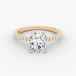 Load image into Gallery viewer, Radiant Cut - Pave Band Hidden Halo - Classic Engagement Ring- 14 K Gold