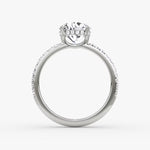 Load image into Gallery viewer, Round Cut - Pave Band Hidden Halo - Classic Engagement Ring- 18 K Gold