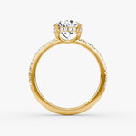 Load image into Gallery viewer, Round Cut - Pave Band Hidden Halo - Classic Engagement Ring- 18 K Gold