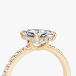 Load image into Gallery viewer, Emerald Cut - Pave Band Hidden Halo - Classic Engagement Ring- 14 K Gold