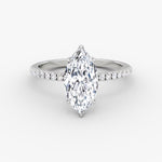 Load image into Gallery viewer, Marquise Cut - Pave Band Hidden Halo - Classic Engagement Ring- 14 K Gold