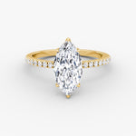 Load image into Gallery viewer, Marquise Cut - Pave Band Hidden Halo - Classic Engagement Ring- 14 K Gold