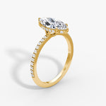 Load image into Gallery viewer, Marquise Cut - Pave Band Hidden Halo - Classic Engagement Ring- 14 K Gold
