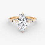 Load image into Gallery viewer, Marquise Cut - Pave Band Hidden Halo - Classic Engagement Ring- 14 K Gold