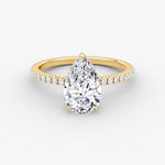 Load image into Gallery viewer, Pear Cut - Pave Band Hidden Halo - Classic Engagement Ring- 18 K Gold