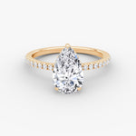 Load image into Gallery viewer, Pear Cut - Pave Band Hidden Halo - Classic Engagement Ring- 18 K Gold