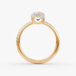 Load image into Gallery viewer, Pear Cut - Pave Band Hidden Halo - Classic Engagement Ring- 18 K Gold