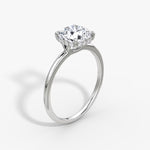 Load image into Gallery viewer, Cushion Cut - Plain Band Hidden Halo - Classic Engagement Ring- 18 K Gold