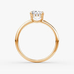 Load image into Gallery viewer, Emerald Cut - Plain Band Hidden Halo - Classic Engagement Ring- 18 K Gold