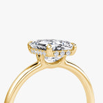 Load image into Gallery viewer, Emerald Cut - Plain Band Hidden Halo - Classic Engagement Ring- 18 K Gold