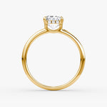 Load image into Gallery viewer, Emerald Cut - Plain Band Hidden Halo - Classic Engagement Ring- 18 K Gold