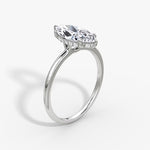Load image into Gallery viewer, Marquise Cut - Plain Band Hidden Halo - Classic Engagement Ring- 14 K Gold