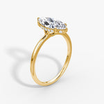 Load image into Gallery viewer, Marquise Cut - Plain Band Hidden Halo - Classic Engagement Ring- 14 K Gold