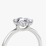 Load image into Gallery viewer, Oval Cut - Plain Band Hidden Halo - Classic Engagement Ring- 18 K Gold