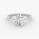 Load image into Gallery viewer, Oval Cut - Plain Band Hidden Halo - Classic Engagement Ring- 18 K Gold