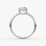 Load image into Gallery viewer, Oval Cut - Plain Band Hidden Halo - Classic Engagement Ring- 18 K Gold