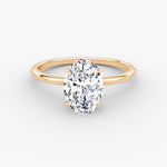 Load image into Gallery viewer, Oval Cut - Plain Band Hidden Halo - Classic Engagement Ring- 18 K Gold