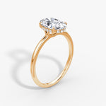 Load image into Gallery viewer, Oval Cut - Plain Band Hidden Halo - Classic Engagement Ring- 18 K Gold