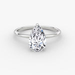 Load image into Gallery viewer, Pear Cut - Plain Band Hidden Halo - Classic Engagement Ring- 18 K Gold