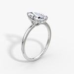 Load image into Gallery viewer, Pear Cut - Plain Band Hidden Halo - Classic Engagement Ring- 18 K Gold