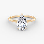 Load image into Gallery viewer, Pear Cut - Plain Band Hidden Halo - Classic Engagement Ring- 18 K Gold