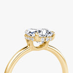 Load image into Gallery viewer, Pear Cut - Plain Band Hidden Halo - Classic Engagement Ring- 18 K Gold