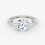 Load image into Gallery viewer, Round Cut - Plain Band Hidden Halo - Classic Engagement Ring- 14 K Gold