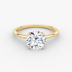 Load image into Gallery viewer, Round Cut - Plain Band Hidden Halo - Classic Engagement Ring- 14 K Gold