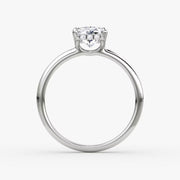 Radiant Cut - Plain Band Hidden Halo - Classic Engagement Ring- 14 K Gold
