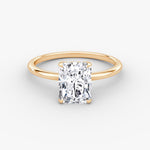 Load image into Gallery viewer, Radiant Cut - Plain Band Hidden Halo - Classic Engagement Ring- 14 K Gold