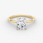 Load image into Gallery viewer, Radiant Cut - Plain Band Hidden Halo - Classic Engagement Ring- 14 K Gold