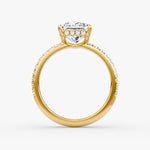 Load image into Gallery viewer, Princess Cut - Pave Band Hidden Halo - Classic Engagement Ring- 18 K Gold