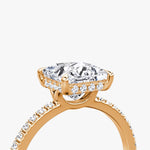 Load image into Gallery viewer, Princess Cut - Pave Band Hidden Halo - Classic Engagement Ring- 18 K Gold
