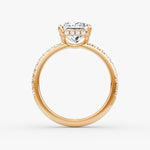 Load image into Gallery viewer, Princess Cut - Pave Band Hidden Halo - Classic Engagement Ring- 18 K Gold