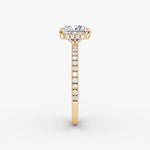 Load image into Gallery viewer, Princess Cut - Pave Band Hidden Halo - Classic Engagement Ring- 18 K Gold