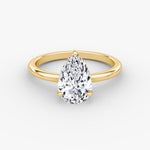 Load image into Gallery viewer, Pear Cut - Plain Band - Classic Engagement Ring- 14 K Gold