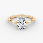 Load image into Gallery viewer, Pear Cut - Plain Band - Classic Engagement Ring- 14 K Gold