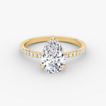 Load image into Gallery viewer, Pear Cut - Pave Band - Classic Engagement Ring- 14 K Gold