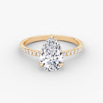Load image into Gallery viewer, Pear Cut - Pave Band - Classic Engagement Ring- 14 K Gold