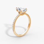 Load image into Gallery viewer, Pear Cut - Pave Band - Classic Engagement Ring- 14 K Gold