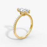 Load image into Gallery viewer, Marquise Cut - Pave Band - Classic Engagement Ring- 14 K Gold