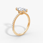 Load image into Gallery viewer, Marquise Cut - Pave Band - Classic Engagement Ring- 14 K Gold