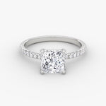 Load image into Gallery viewer, Princess Cut - Pave Band - Classic Engagement Ring- 18 K Gold