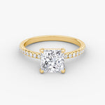 Load image into Gallery viewer, Princess Cut - Pave Band - Classic Engagement Ring- 18 K Gold