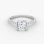 Load image into Gallery viewer, Cushion Cut - Pave Band - Classic Engagement Ring- 18 K Gold